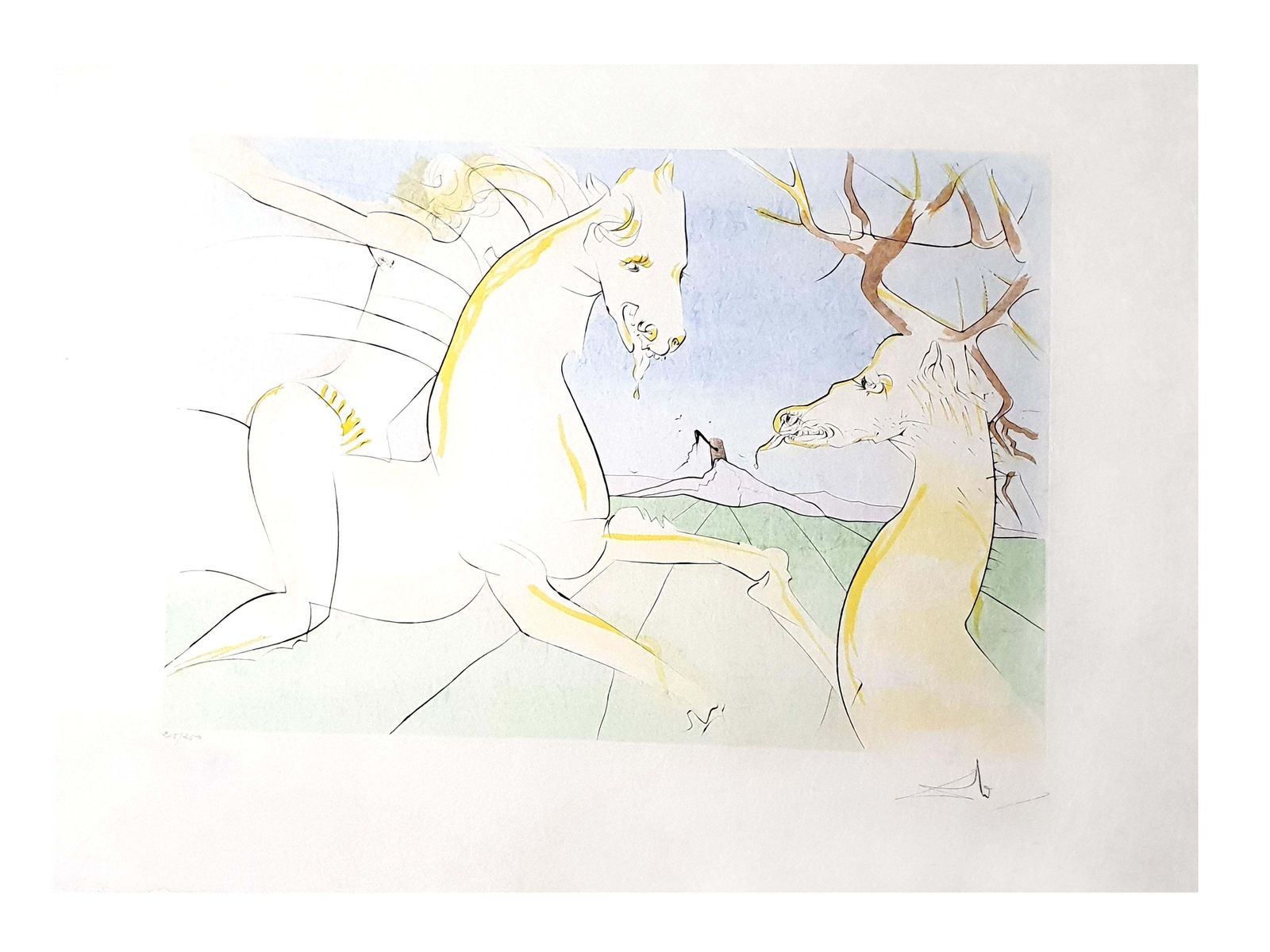 Salvador Dalí­Salvador Dali   The Rider And The Deer   Handsigned Engraving1974 photo buy