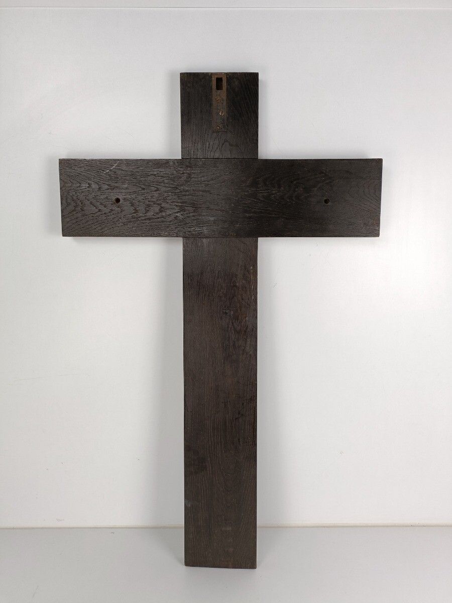 photo for sale Large Oak Crucifix Gorgous Sculpted Plaster Corpus Piece Of Art Sculpture Wall H