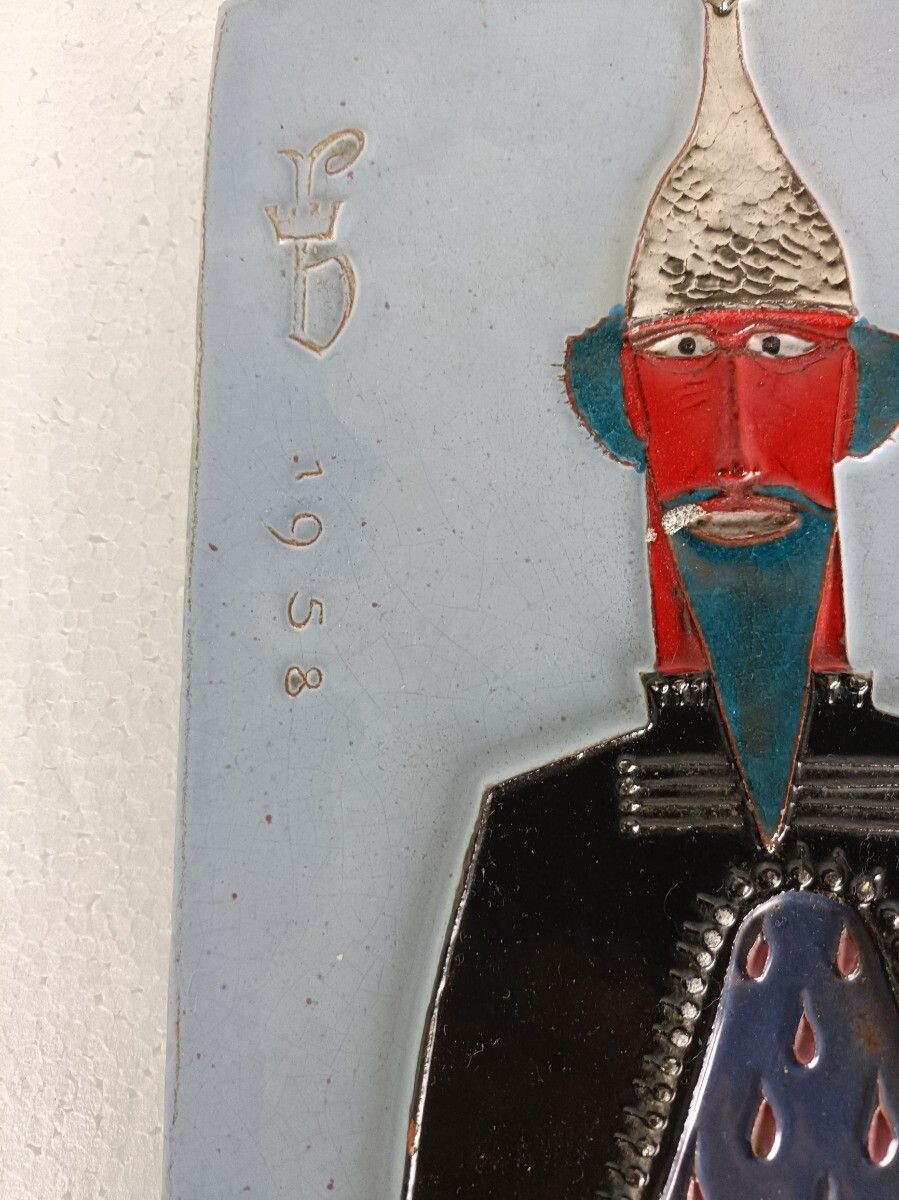 Funky Wall Plaque Glazed Ceramic Tile Giant Arno Brys For Amphora Vandeweghe photo furniture