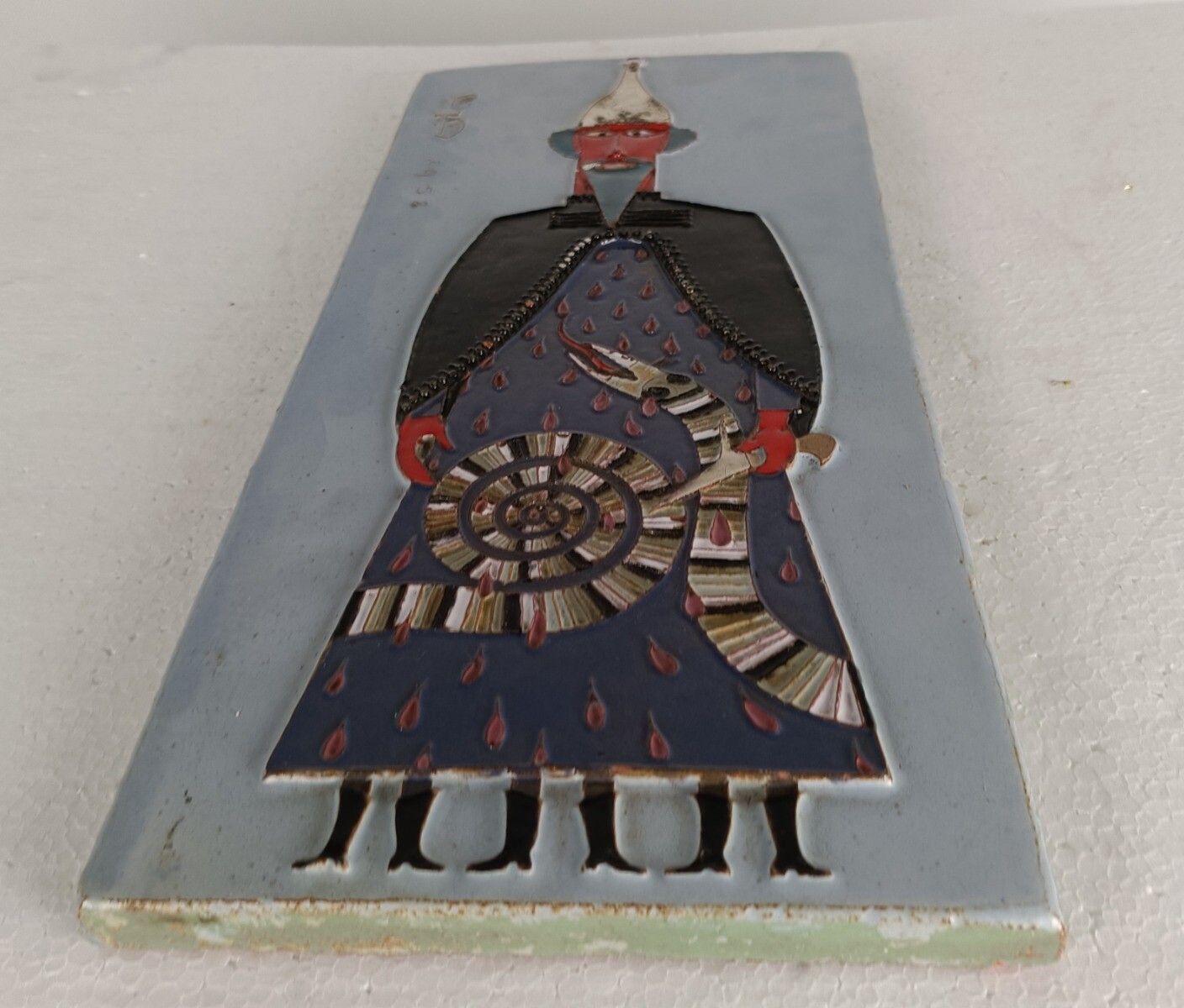 Funky Wall Plaque Glazed Ceramic Tile Giant Arno Brys For Amphora Vandeweghe photo buy