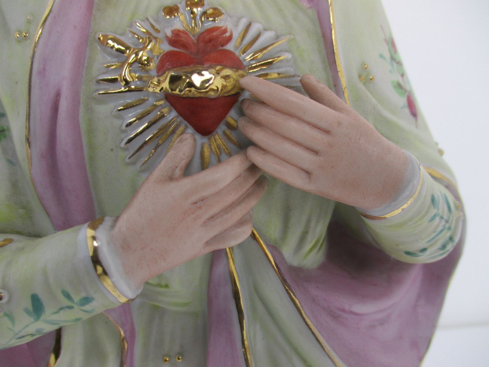 Antique Porcelain Bisque Statue Virgin Mary Our Lady Madonna Holy Heart Gorgeous photo Art
