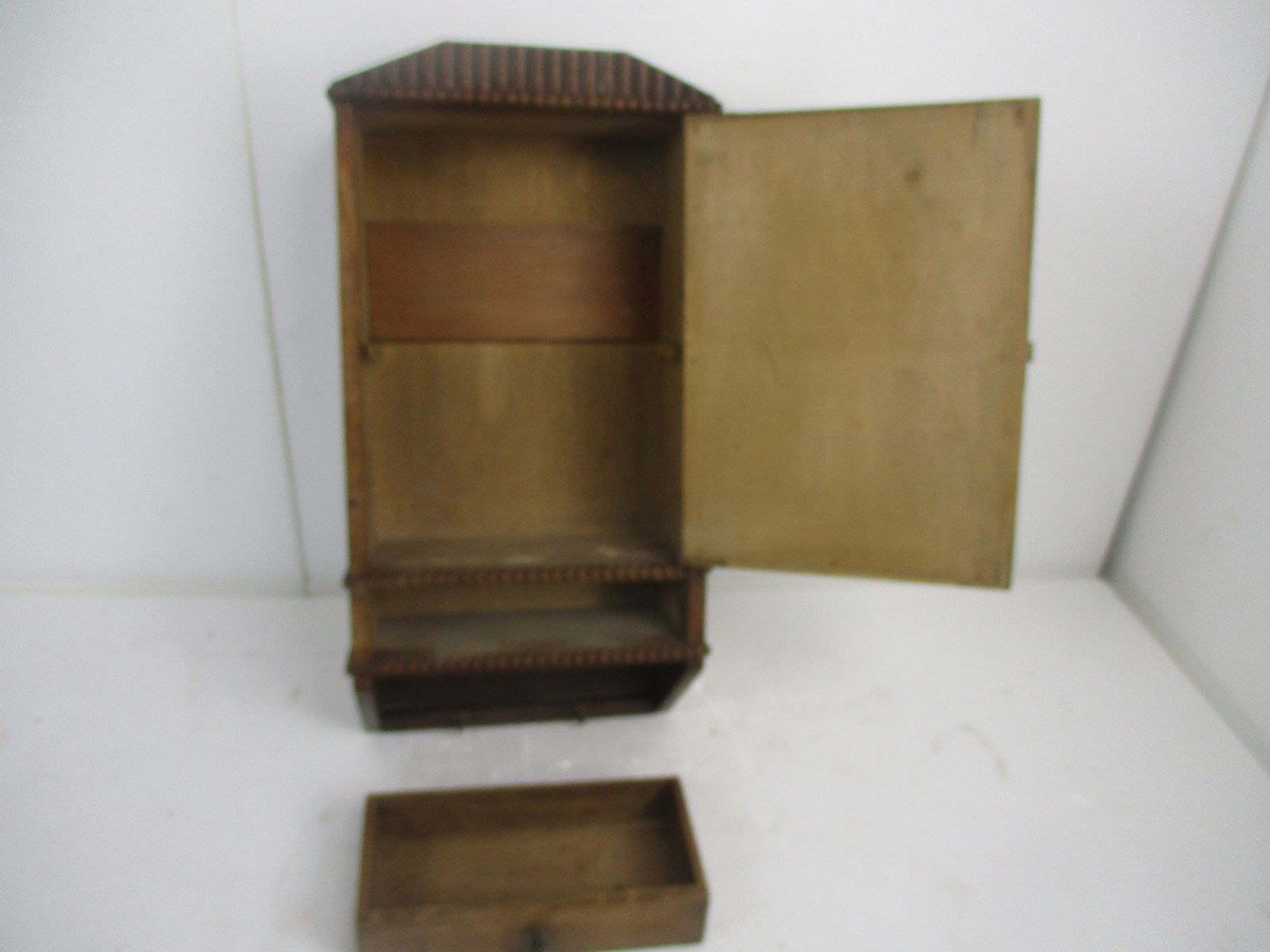photo furniture Kitchen Apothecary Medicine Bathroom Wall Cabinet Ornate Hand Carved Wood Bevele