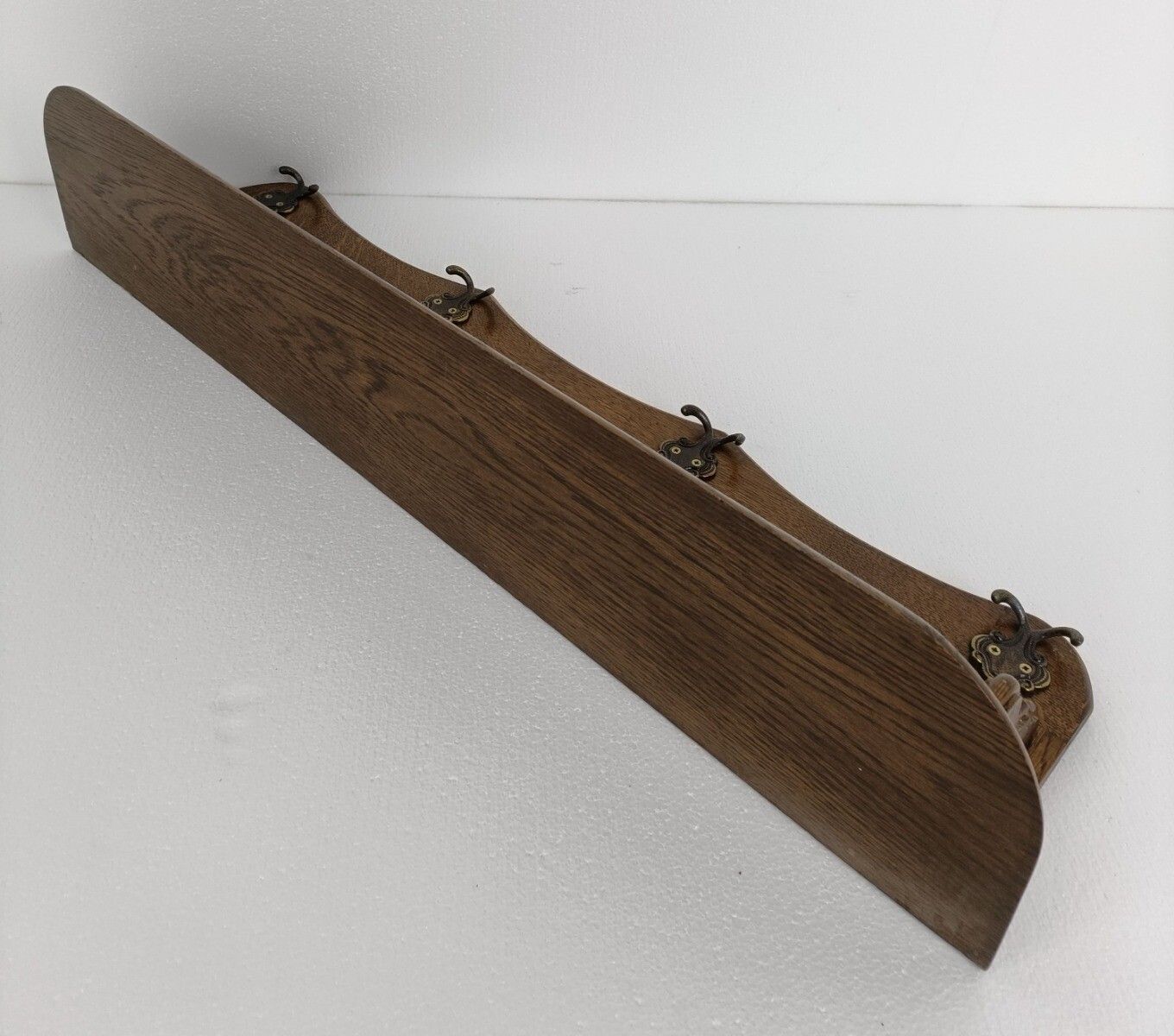 Hand Carved Wood Coat Hat Rack Ornate Breughel Style Wood photo vintage