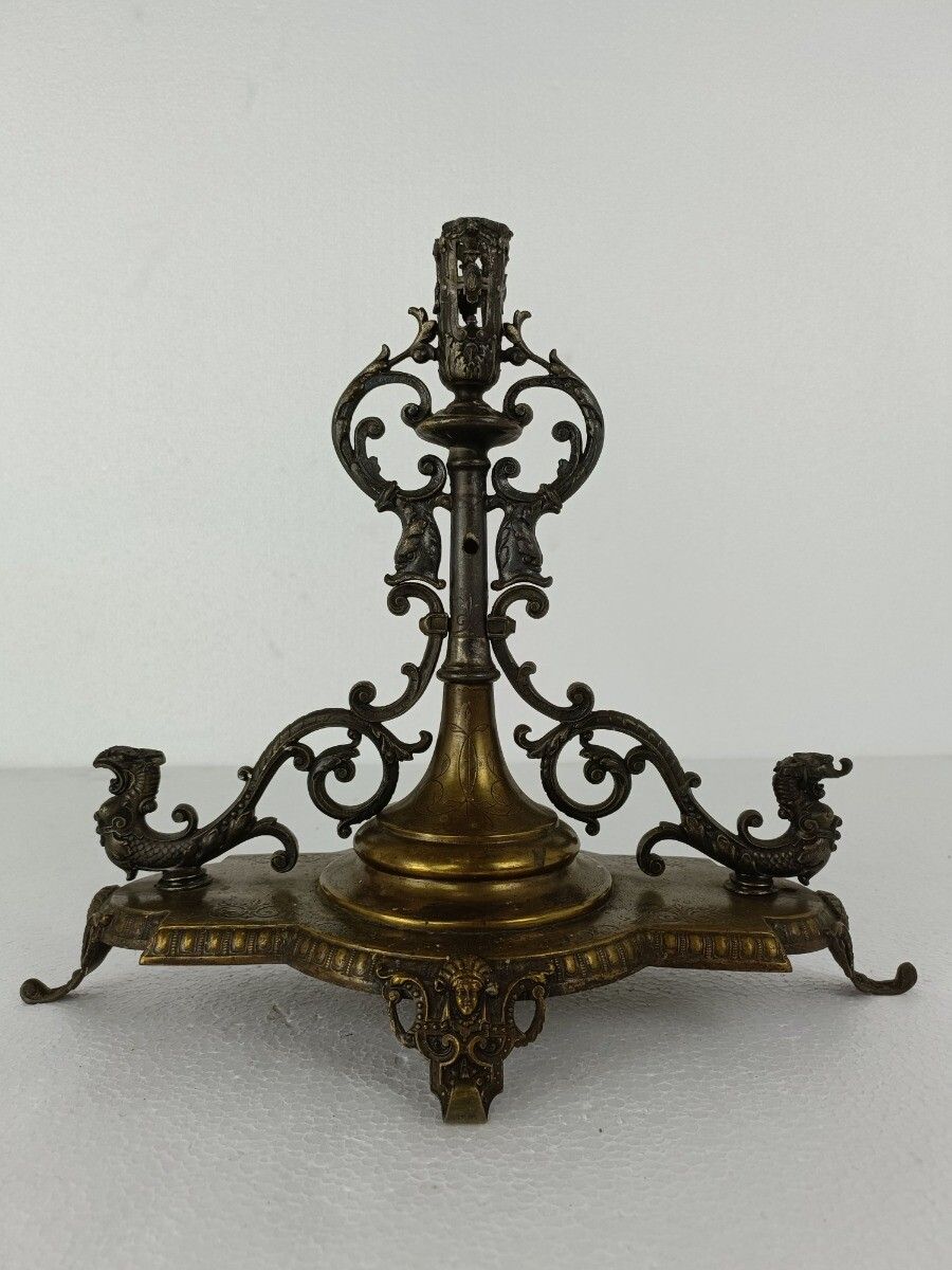 Candle Holder Candle Stick Candelabra Mythical Dragons Fish Antique Art Deco Gor photo furniture