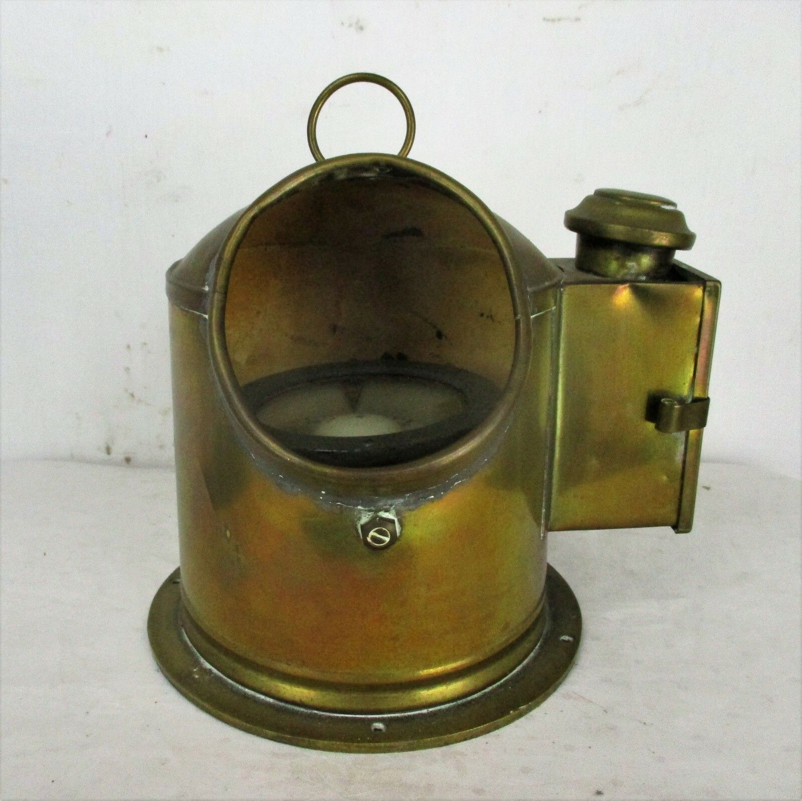 Vintage Brass Clock Compass Binnacle Gimbal Nautical Kelvin Huge London photo for sale