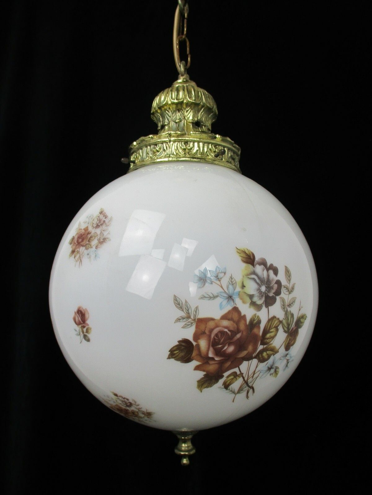 Art Deco Art Nouveau Art Glass Light Pendant Glass Ball  Shade Flowers Lovely photo Lighting