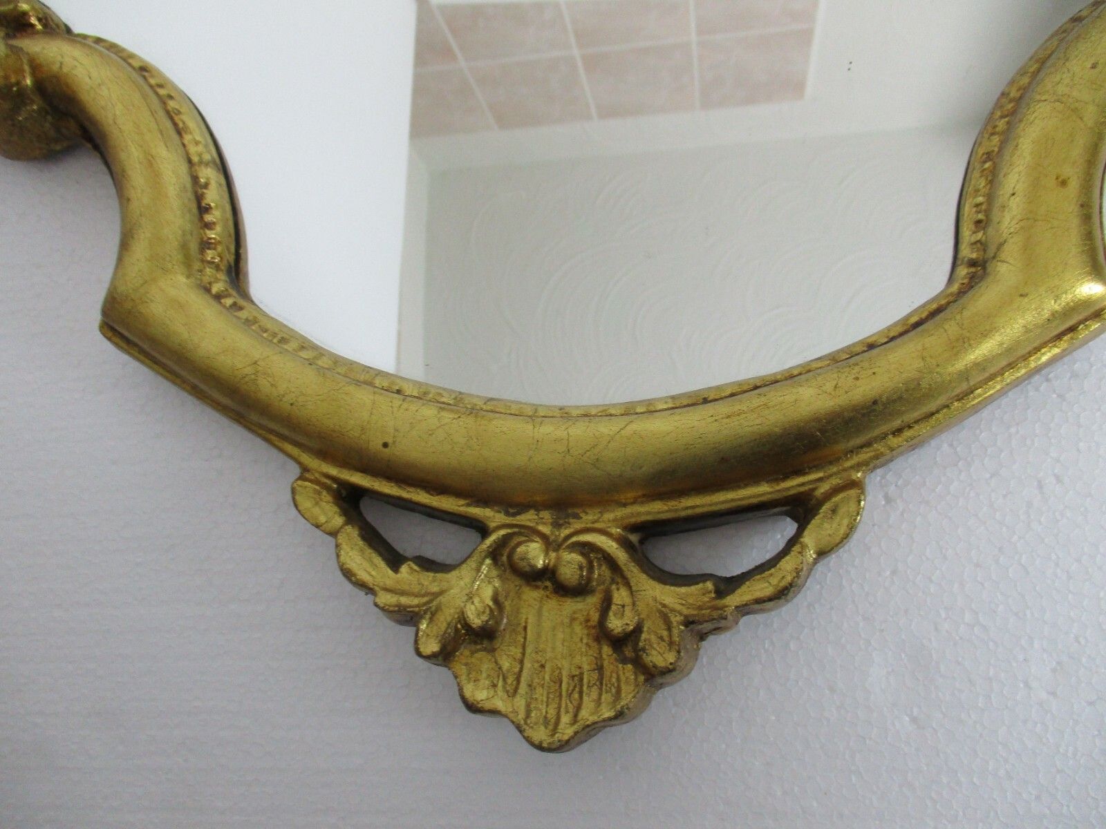 Large  Ornate Oval Wood  Wall Hanging Mirror Hollywood Regency Rococo Stunning photo Home Decor