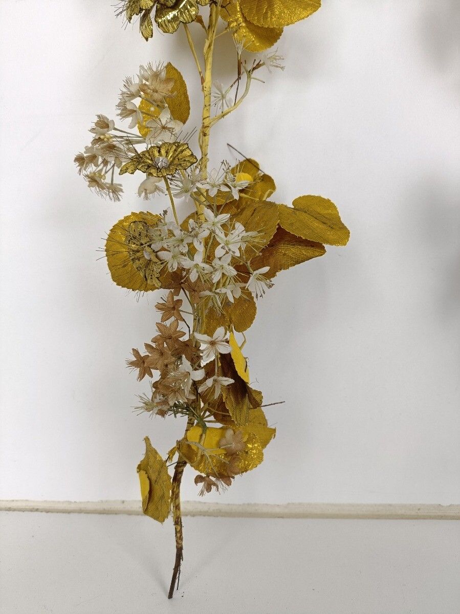 Antique Bridal Wedding Silk Flowers Porcelain Ormolu Wreath Boucquet 19th Centur photo Home Decor