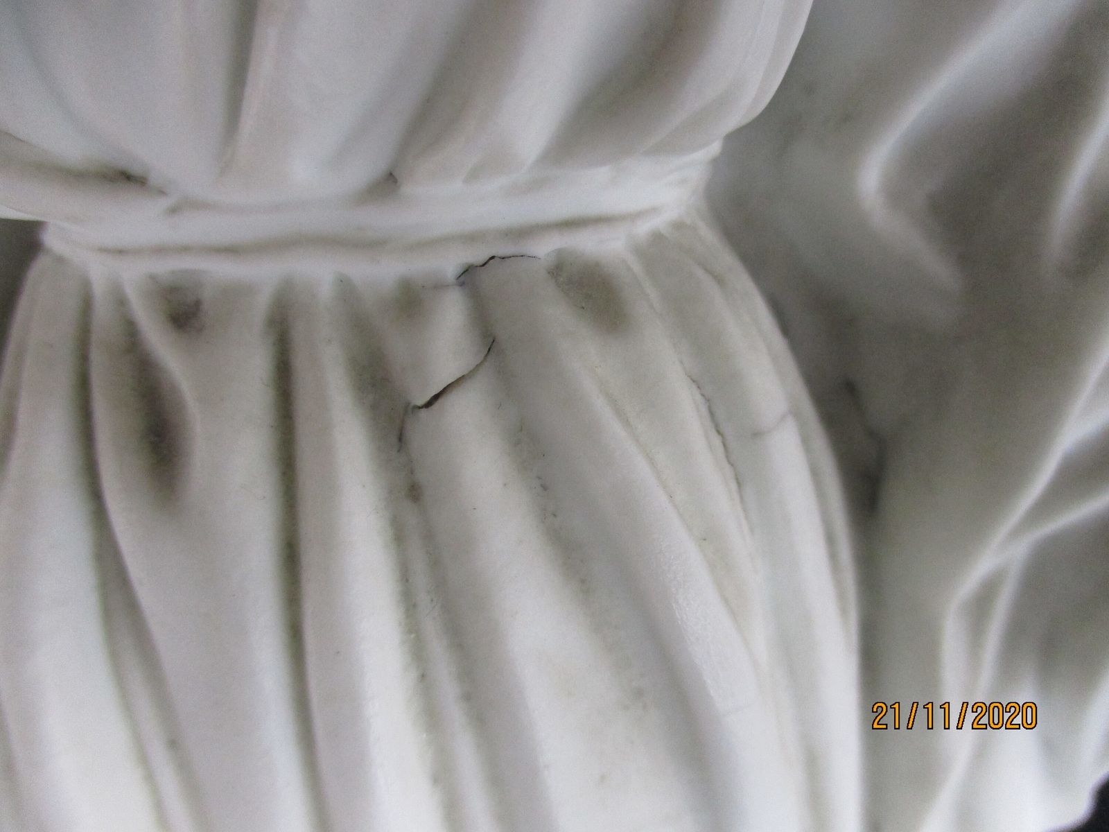 French Antique 1900 Bisque Statue Virgin Mary Our Lady Infant Flower Wreath Crow photo buy