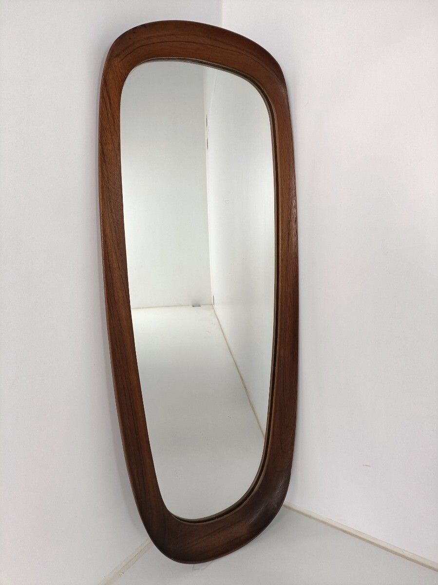 Stunning Teak Mid Century Mirror 1960s Era Aksel Kjersgaard Danish Modern Scandi photo furniture