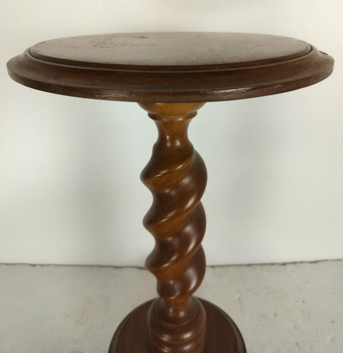 Lovely Vintage Barley Twist Carved Wood Pedestal Tripod Legs, Side Table Plant S photo furniture