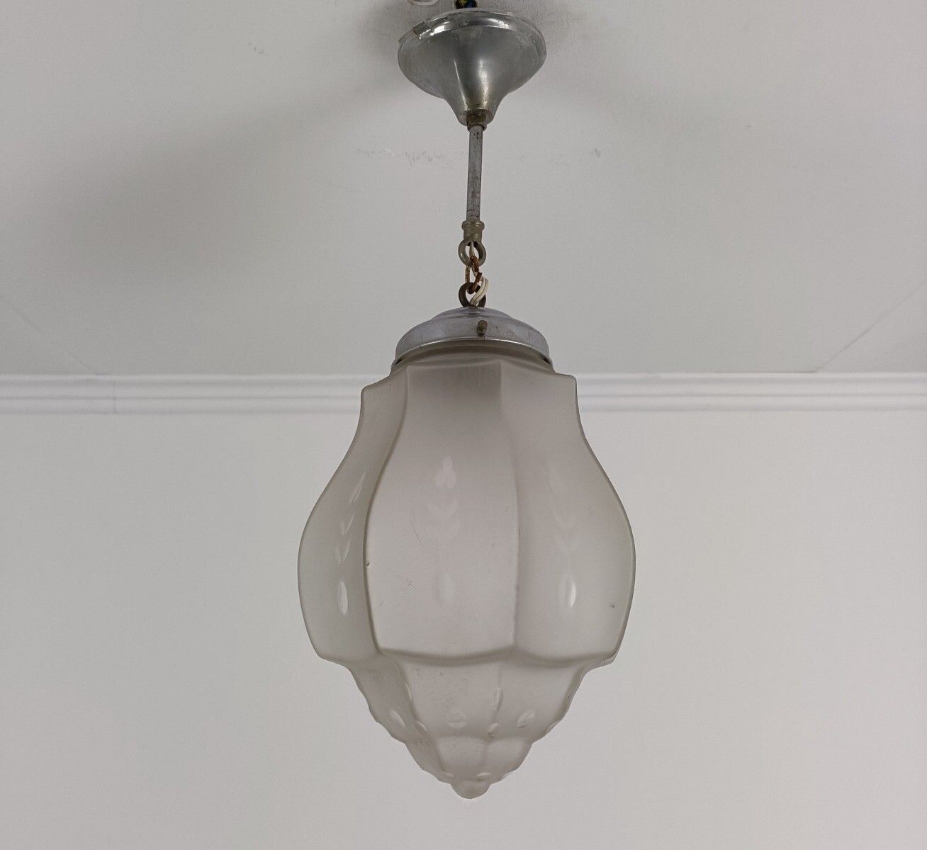 Skyscraper Pendant Lantern Chandelier  Ceiling Light Frosted Etched Glass Art De photo vinterior