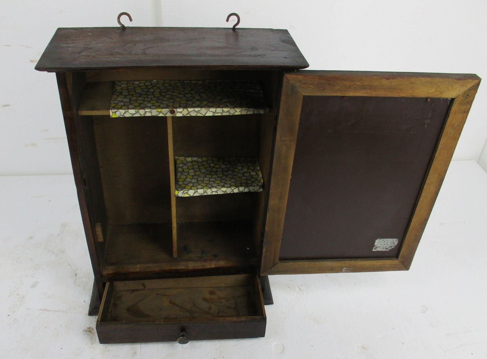 Kitchen Medicine Apothecary Bathroom Cabinet Glass  Carved Wood Mid Century Barn photo Furniture