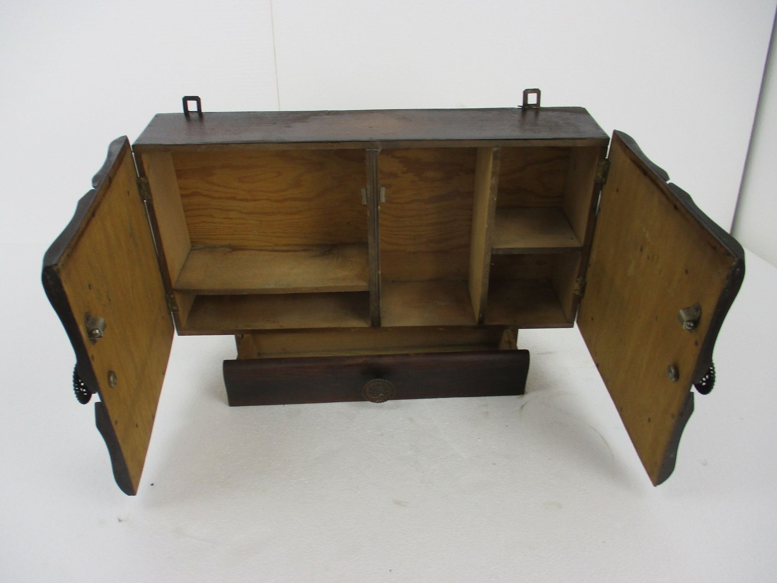 photo furniture Large Apothecary Bathroom Medicine Kitchen Cabinet Wood Art Deco Cut Glass