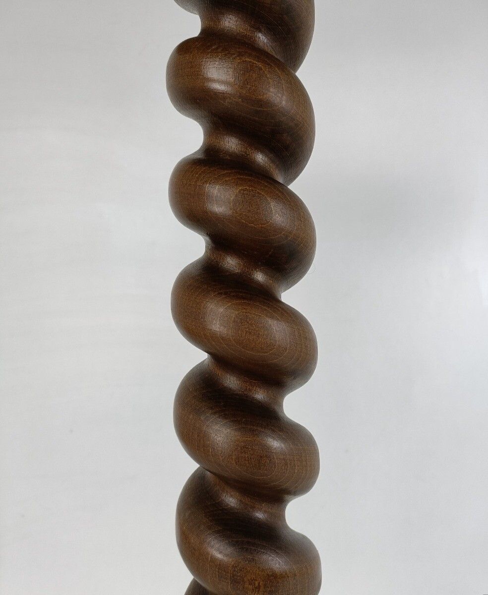 Barley Twist Hand Carved Wooden Pedestal Plant Stand Side Table Bonsai Stand Vin photo for sale