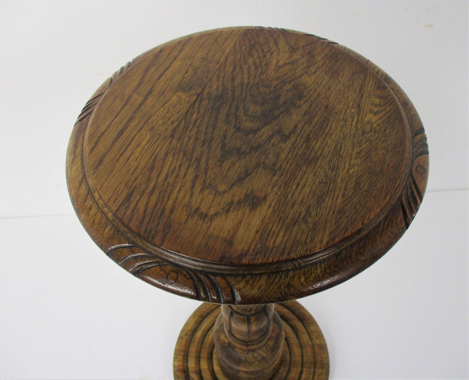 Impressive Ornate Hand Carved Wood Barley Twist Side Display Table Pedestal Plan photo 258.0