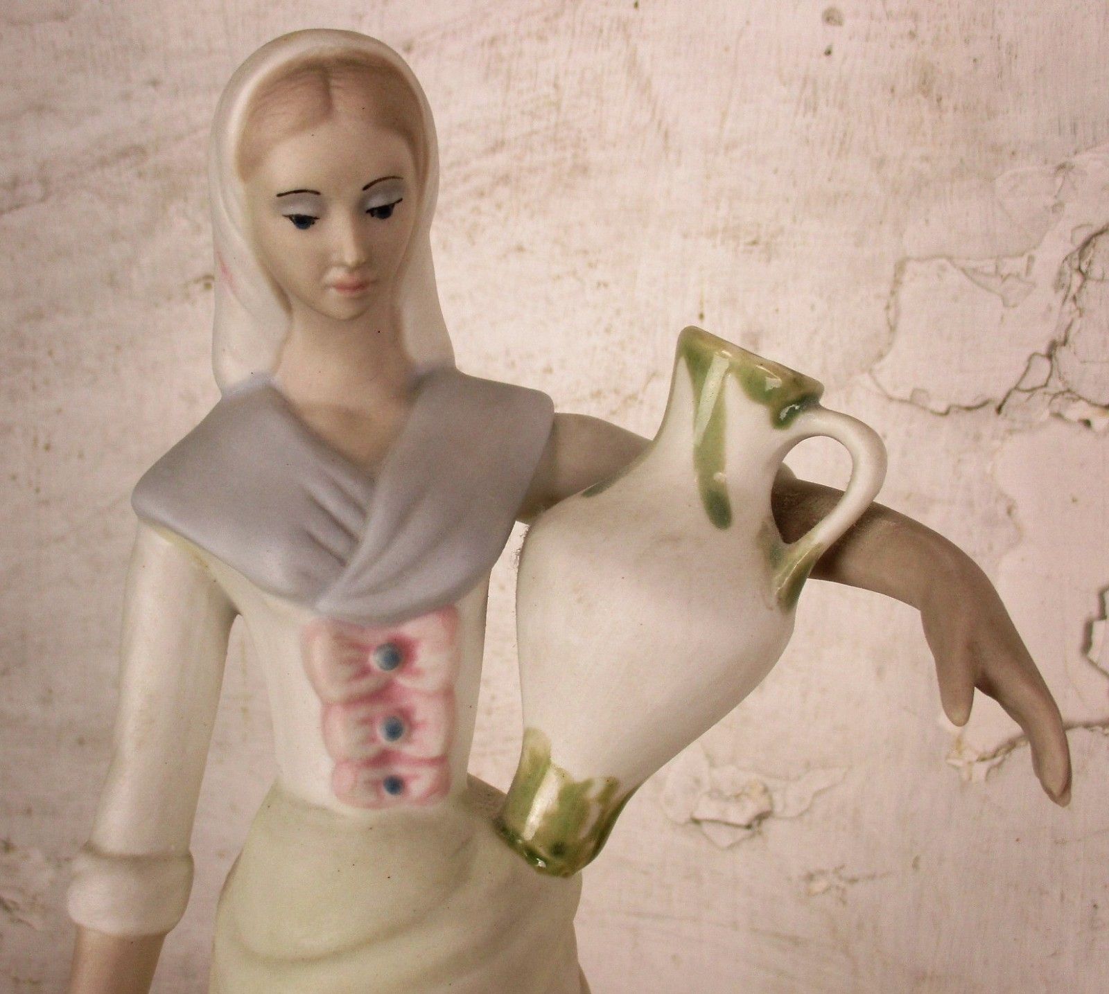 L  Statue Figurine Lovely Woman Carrying Water Jar Bottle Porcelain Lladro Style photo for sale