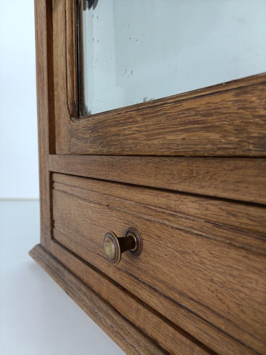 Medicine Cabinet Apothecary Bathroom Shaving  Antique Carved Wood Beveled Glass photo Furniture