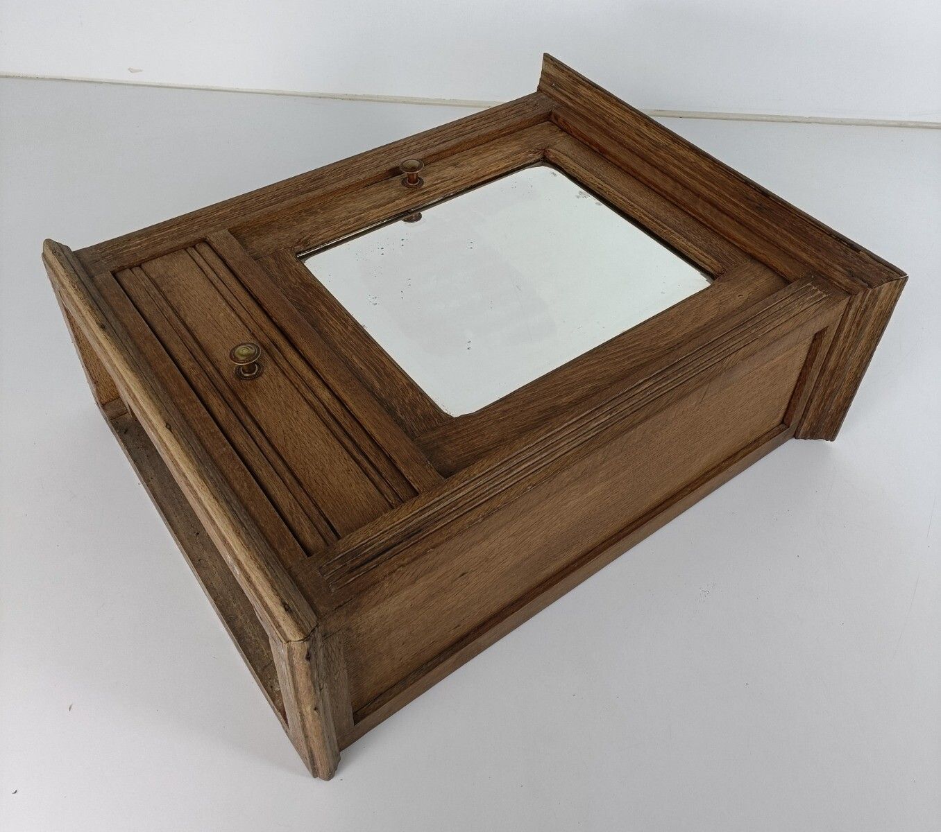 Medicine Cabinet Apothecary Bathroom Shaving  Antique Carved Wood Beveled Glass photo vintage