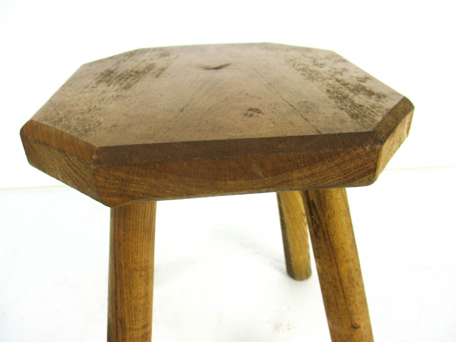 Antique Hand Carved Wood  Milking Stool Pedestal Table Pedestal Barn Style Funky photo Furniture