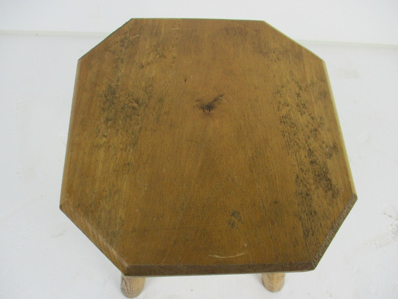 Antique Hand Carved Wood  Milking Stool Pedestal Table Pedestal Barn Style Funky photo 189.0