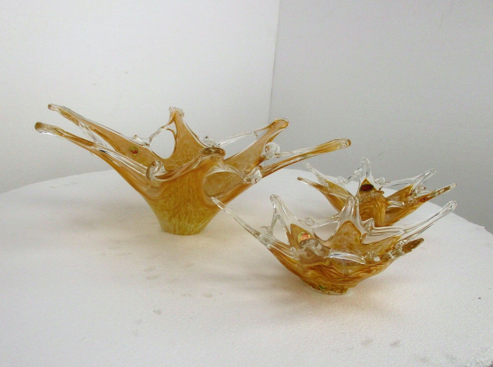 photo furniture Large  Italian Art Glass Amber Yellow Star Bowl Dish Centerpiece Murano Basket