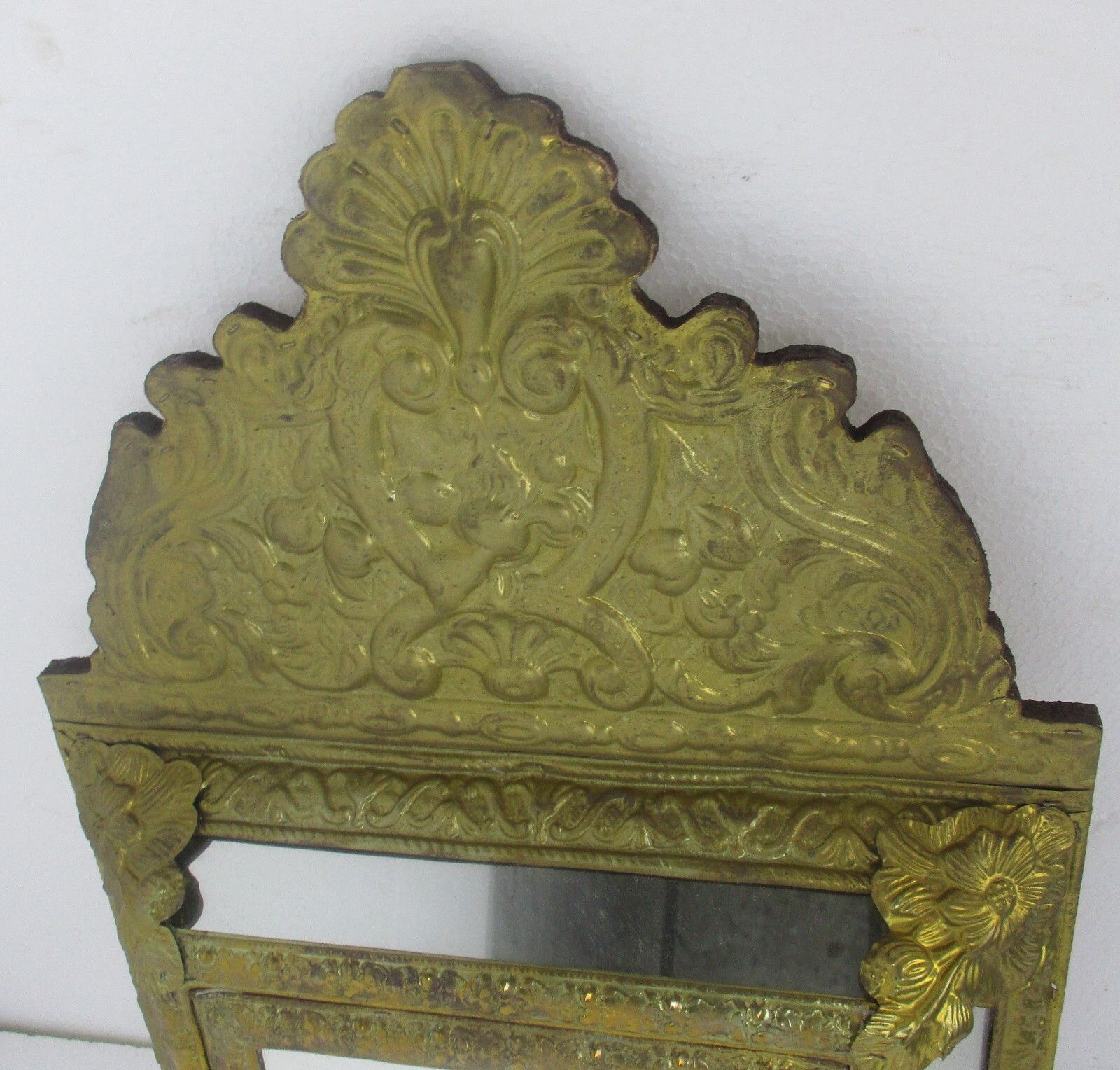 Vintage Mirror Brush Brass Glass Cabinet Continental Ornate Brushes Included photo Home Decor