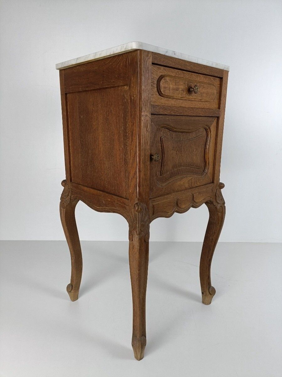 Antique Nightstand End Table Bedroom Cabinet Wood Marble Top 19th Century photo 607.0