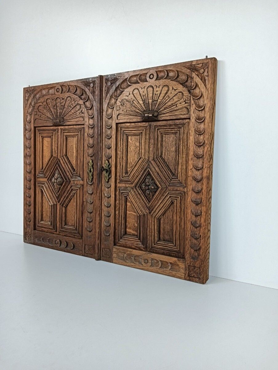 Pair Antique Door Panels Carved Wood Ornate Stunning Architectural Reclaimed S photo furniture