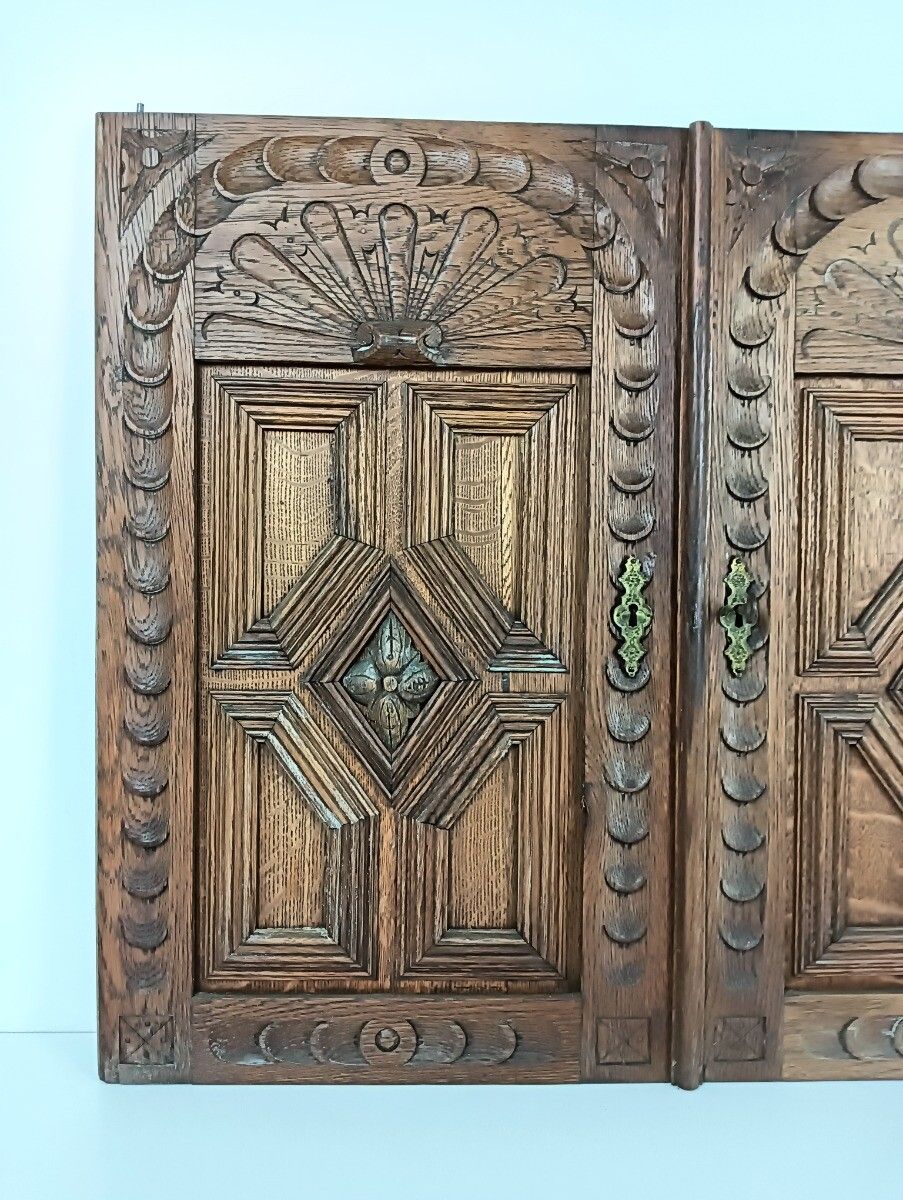 Pair Antique Door Panels Carved Wood Ornate Stunning Architectural Reclaimed S photo 404.0