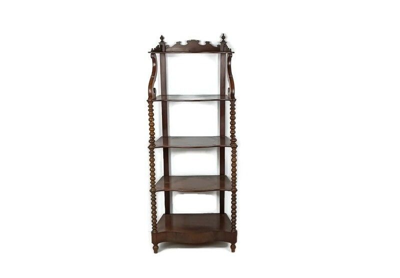 Gorgeous Antique Xl Turned Post Hobnails Etagère Wood Italy Spindles Gorgeous