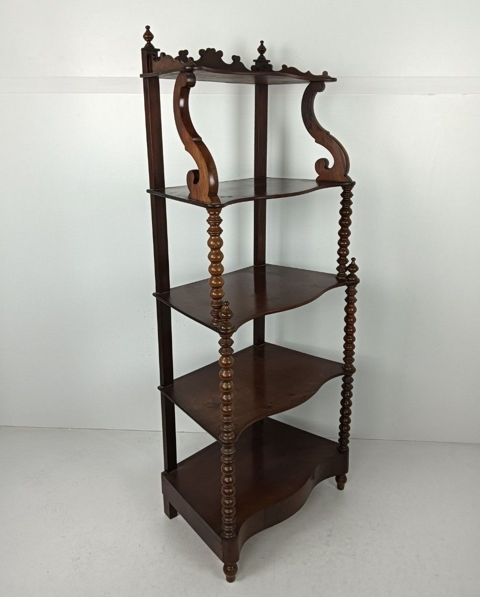 Gorgeous Antique Xl Turned Post Hobnails Etagère Wood Italy Spindles Gorgeous photo furniture