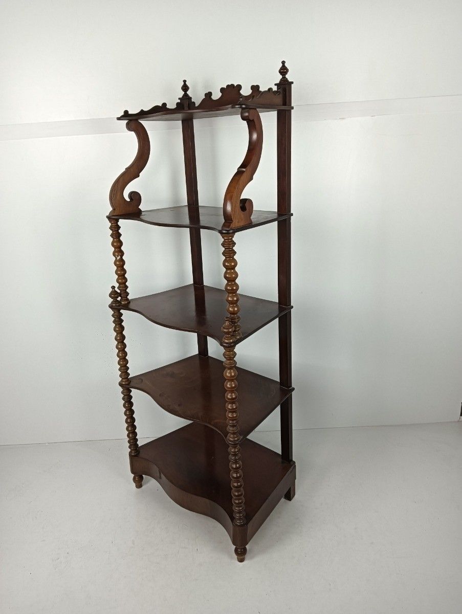 Gorgeous Antique Xl Turned Post Hobnails Etagère Wood Italy Spindles Gorgeous photo for sale
