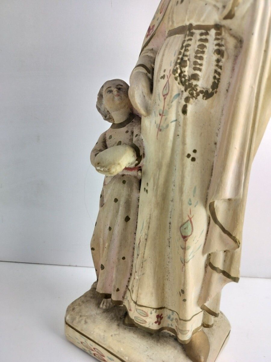 Antique Statue Saint Santo Gerard Santo Majella Infant Jesus Neo Gothic Plaster photo vinterior