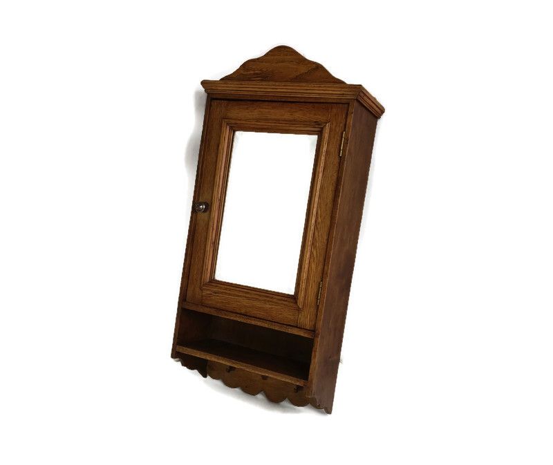 Antique Medicine Apothecary Cabinet Beveled Glass Wall Hanging Bathroom Shaving
