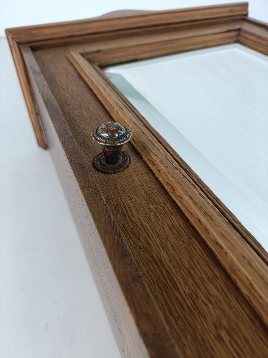 Antique Medicine Apothecary Cabinet Beveled Glass Wall Hanging Bathroom Shaving photo vinterior