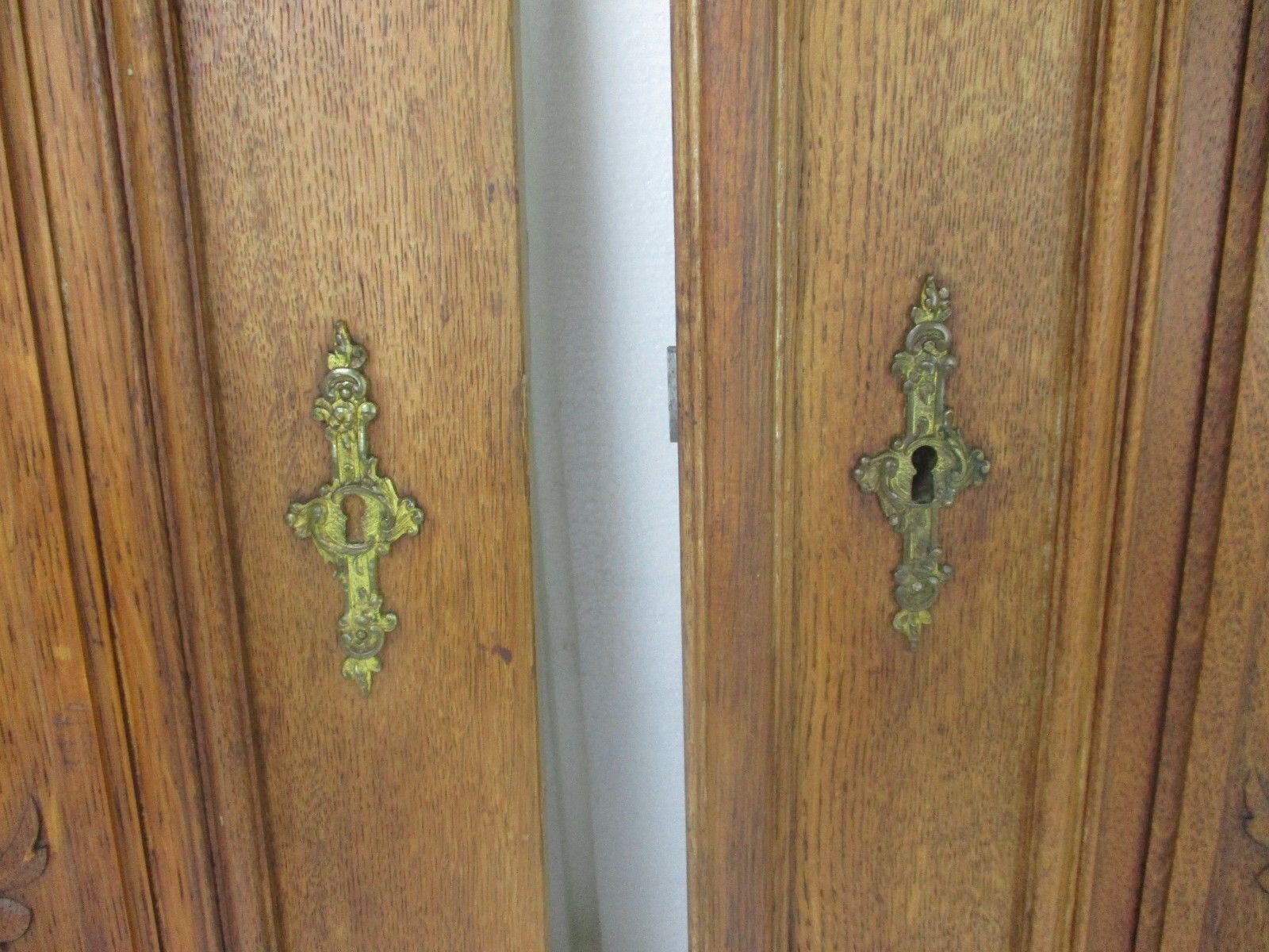 Pair Antique Hand Carved Wood Door Panels Reclaimed Architectural Flower Baskets photo for sale