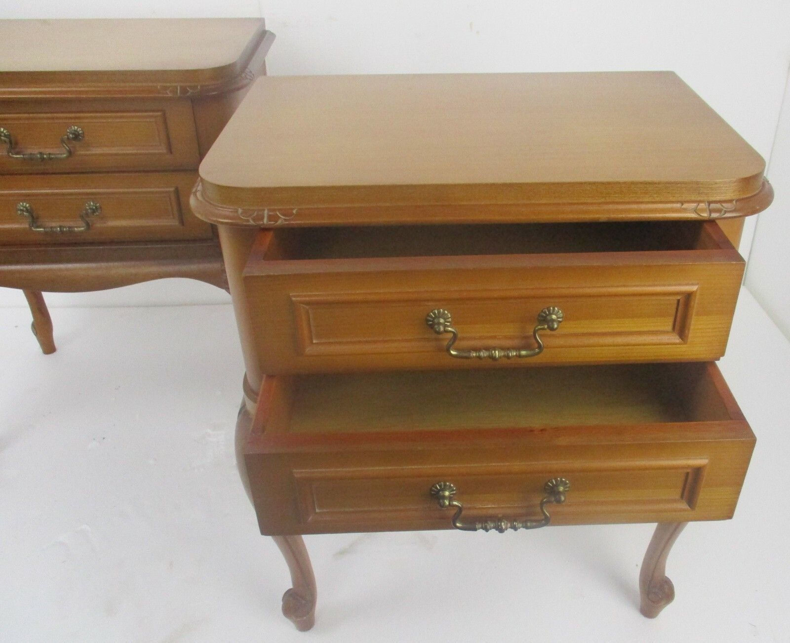 Couple French Louis XV/XVI Style Wooden Nightstands End Tables Chest Of Drawers photo for sale