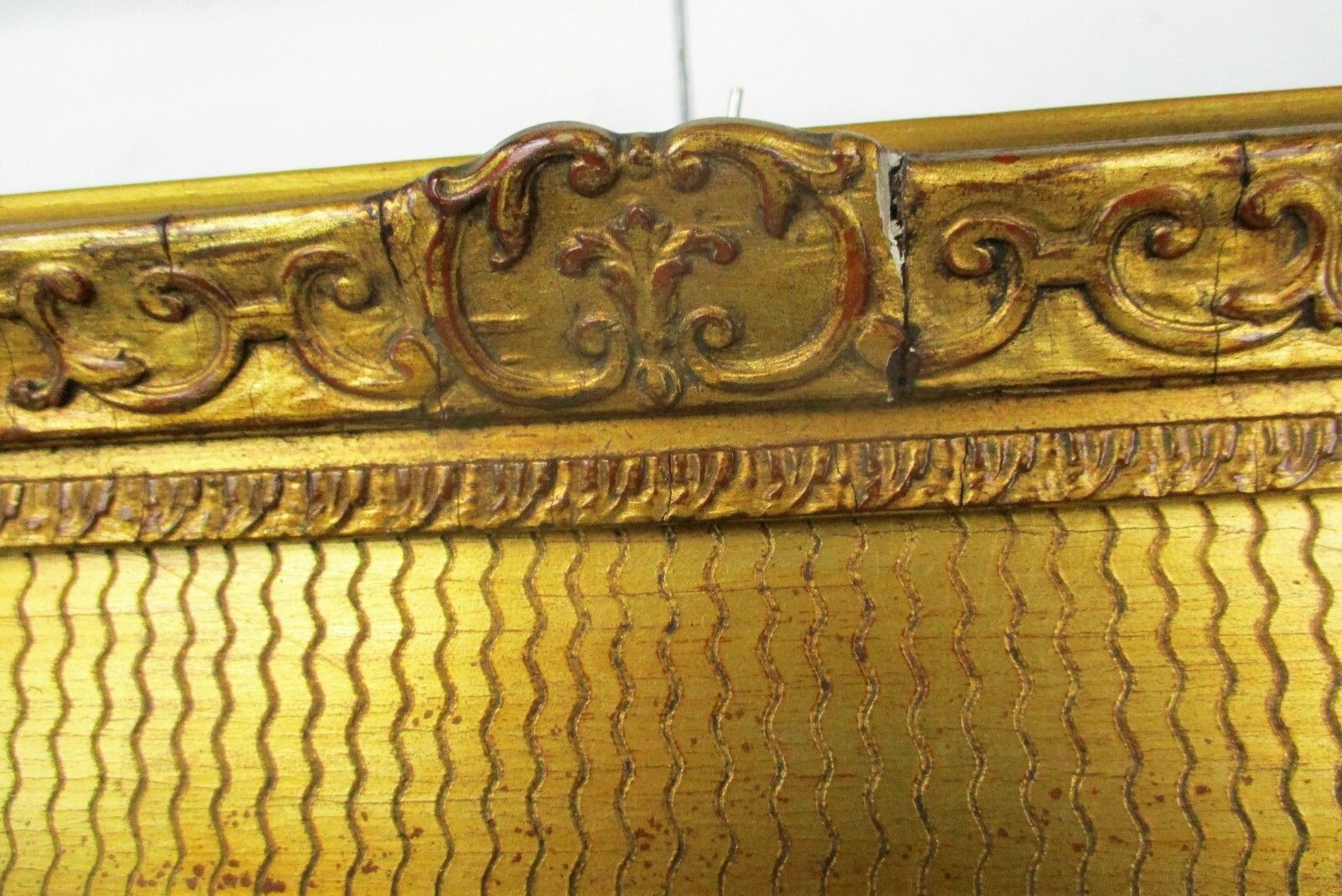 Antique Gorgeous Litho Horses Cows Water Trough Ornate Frame  Wood Plaster photo vinterior