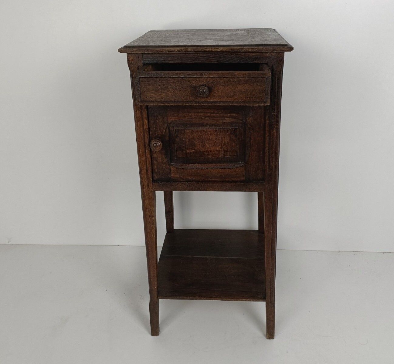 Antique Art Deco Art Nouveau Brown  Side Cabinet Wood Table Nightstand Two Tier photo furniture