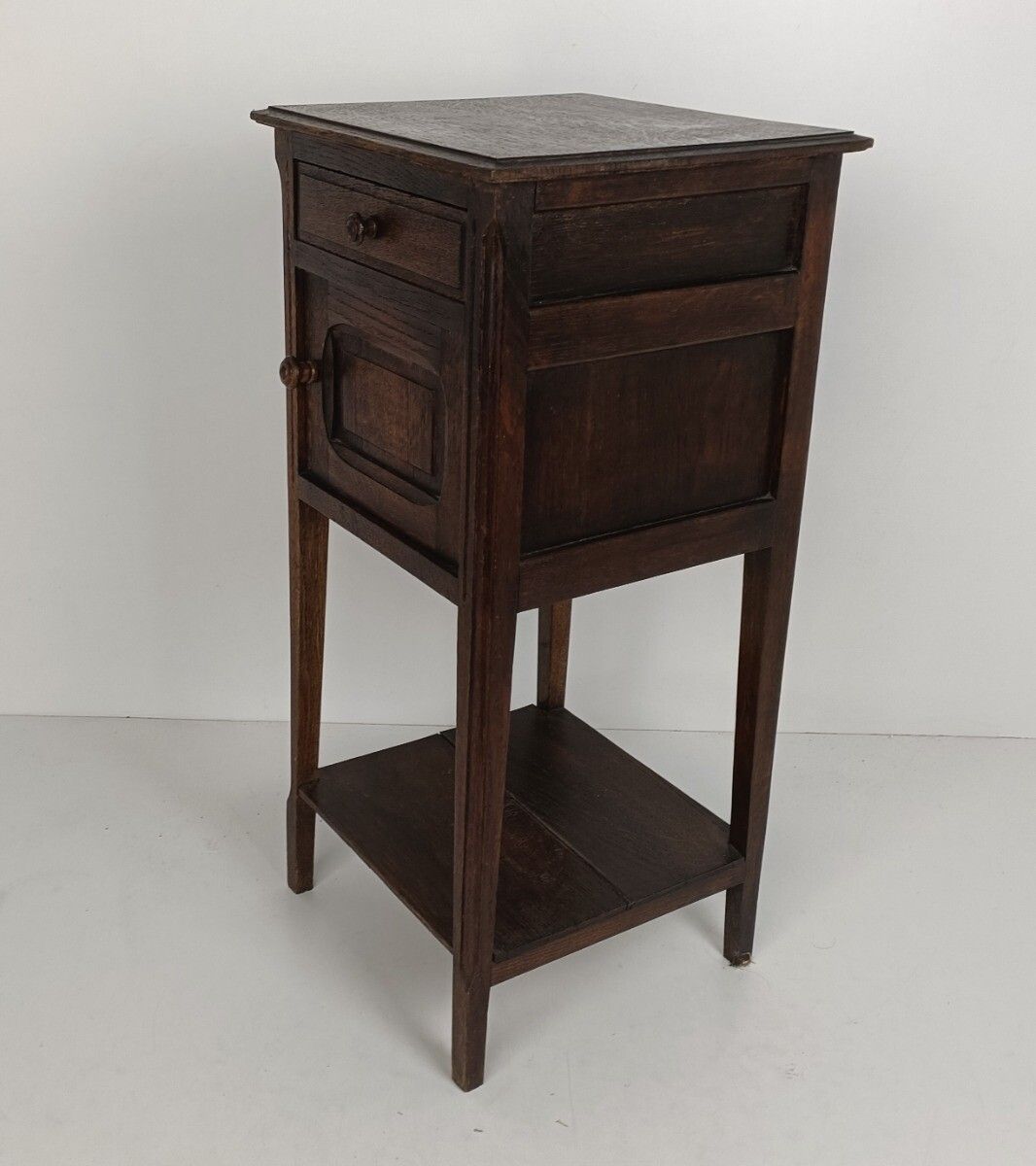 Antique Art Deco Art Nouveau Brown  Side Cabinet Wood Table Nightstand Two Tier photo buy