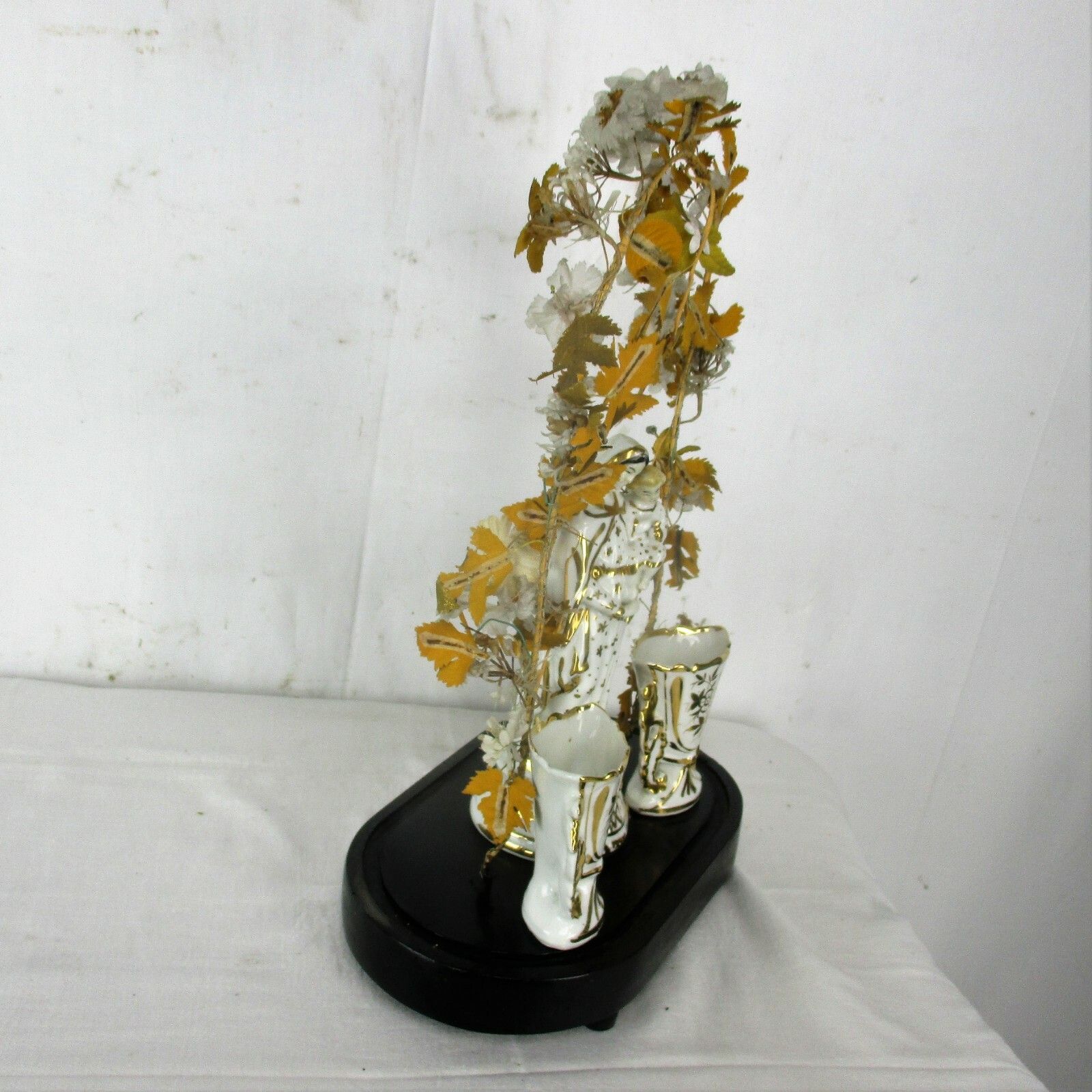 Antique Victorian French Bridal Wedding Dome Vieux Paris Madonna Fan Flair Vases photo Home Decor