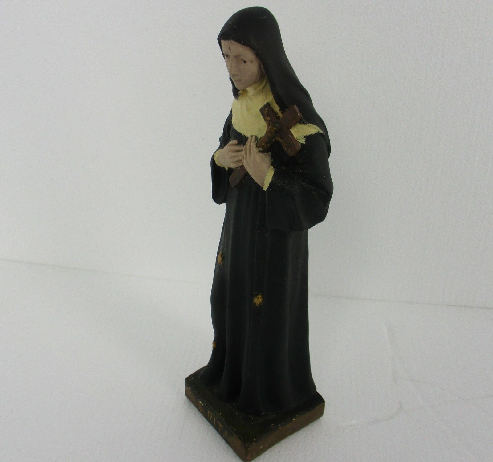 Htf Statue St Rita Of Cascia Plaster Patroness Impossible Causes Collector 16" photo vinterior
