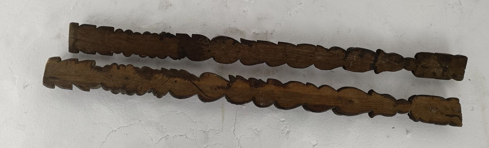 2 Pieces Antique French Carved Wood  Reclaimed Architectural Trim Pediment Salva photo vintage