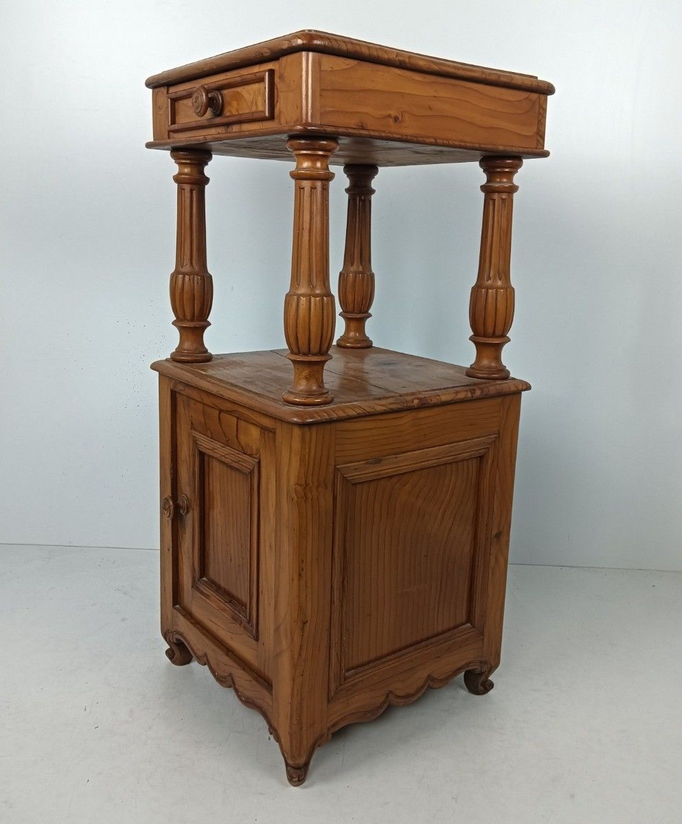 404.0 Antique Nightstand Pinewood End Table Bedroom Cabinet Japandi Style photo