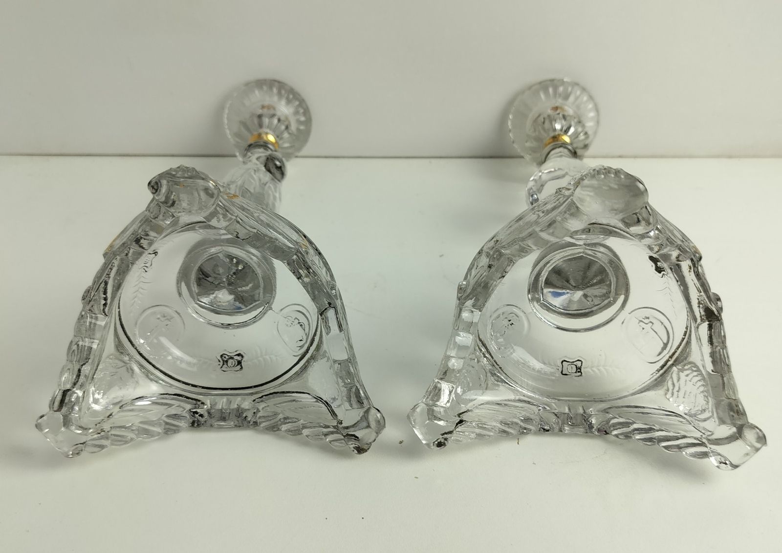 Home Decor Couple Candle Holders Art Glass Gold Touches  Holy Heart Virgin Mary Christ Pris photo