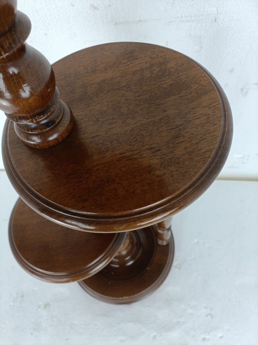 Vintage 3 Tier Pedestal Table Plant Stand Side Table Hand Carved Wood  Farmhouse photo Furniture