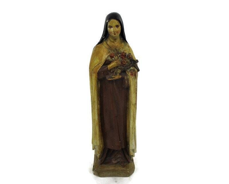 Vintage Statue Plaster St Saint Therese Lisieux Little Flower Of Jesus Chapel Ch