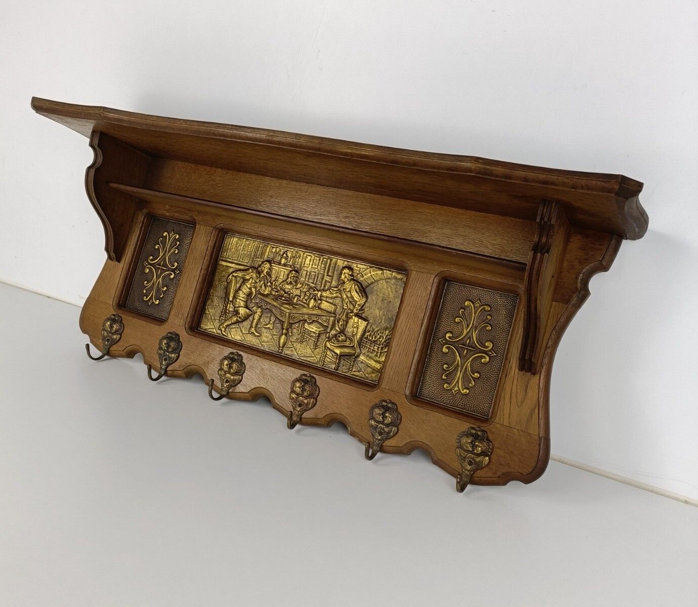 Gothic Gorgeous Ornate Hand Carved Wood Coat Hat Rack Breughel Style Brueghel Br photo 223.0