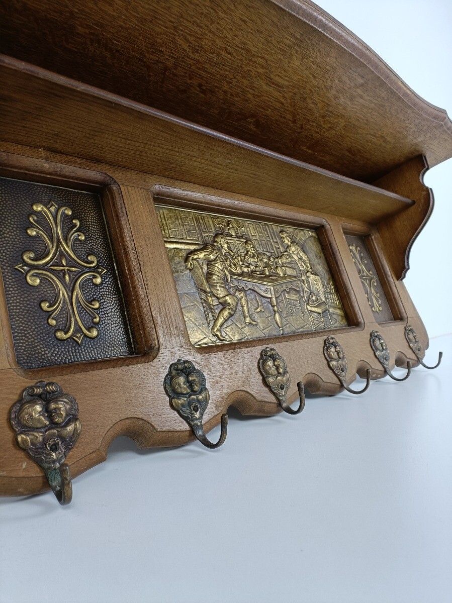 photo furniture Gothic Gorgeous Ornate Hand Carved Wood Coat Hat Rack Breughel Style Brueghel Br